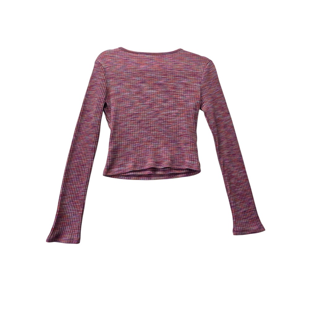 SO Goods For Life Pink Space Dye Ribbed Wrap Crop Top Long Sleeve Mens‎ Size M